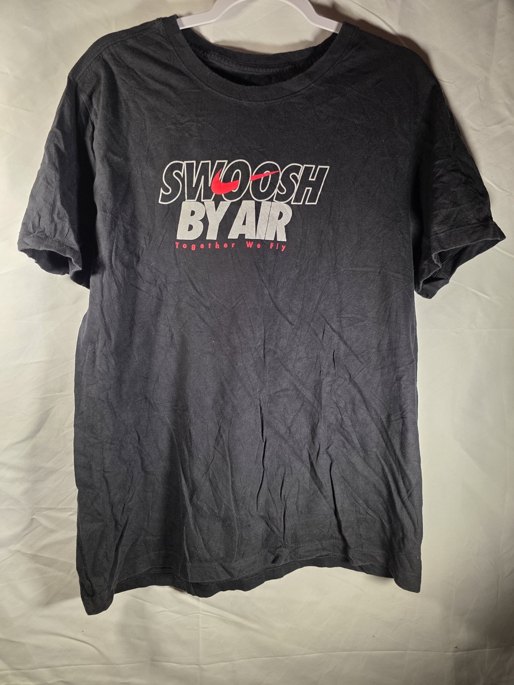 Nike Black 'Swoosh By Air' Short Sleeve Tee with Red Accent